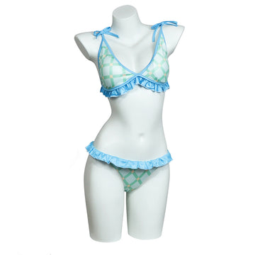 Anime Wendy Marvell Women Green Bikini Set Swimsuit Cosplay Costume Outfits Halloween Carnival Suit